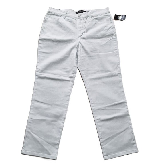 Gloria Vanderbilt HighRise White Jeans Sz 14P Tapered Leg Comfy Cotton NewWTags - Picture 1 of 16